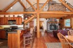 Main level living space-Wood fireplace-Open floor plan
